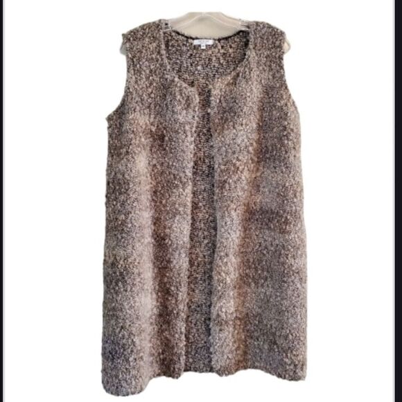 Gio & Gio Comfy Vest Size Medium Mohair Wool Blend Beige - Picture 1 of 7